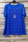 GROOT FORMAAT LACE TOP + KETTING 0588 ROYAL BLUE