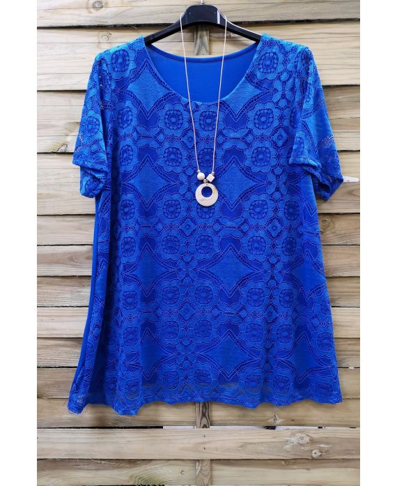 GROOT FORMAAT LACE TOP + KETTING 0588 ROYAL BLUE