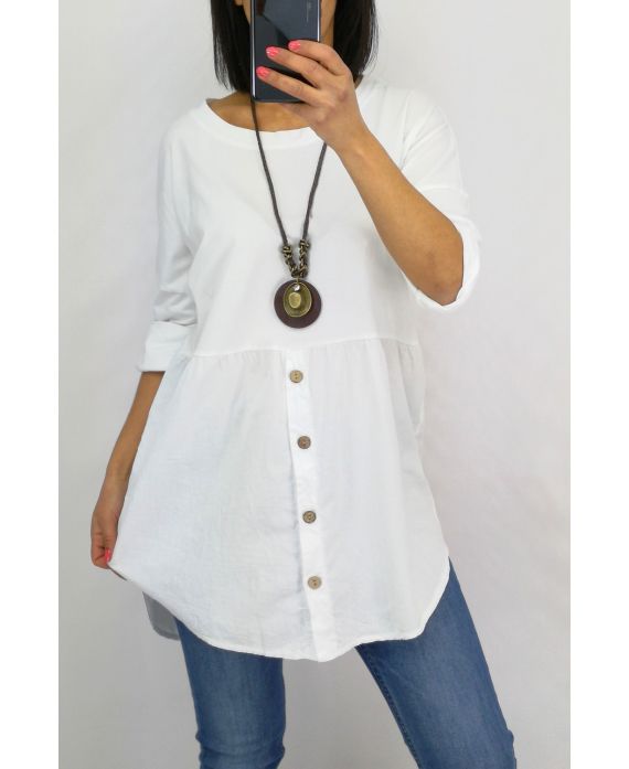 TUNIC BUTTONS + COLLAR 0589 WHITE