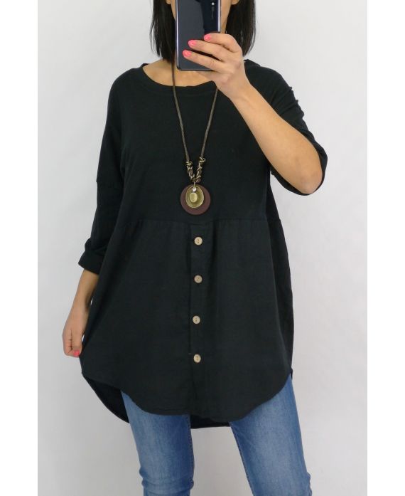 TUNIC BUTTONS + COLLAR 0589 BLACK