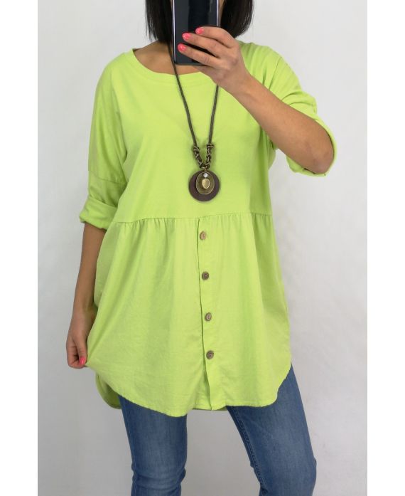 TUNIC BUTTONS + COLLAR 0589 GREEN ANISE