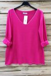 T-SHIRT DETTAGLIO ARGENTE 0591 FUSHIA