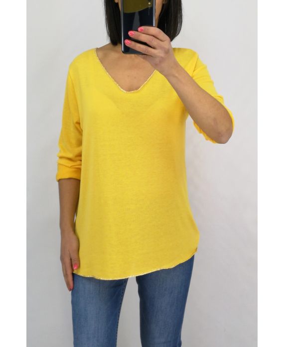 T-SHIRT DETTAGLIO ARGENTE 0591 GIALLO