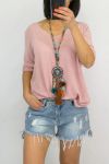 T-SHIRT DETALLE DE ARGENTE 0591 ROSA