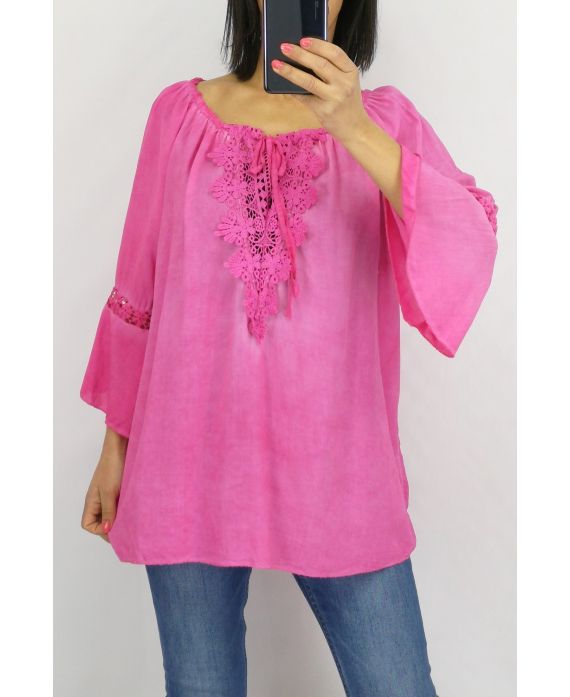 TUNIC NECKLINE LACE 0598 FUSHIA