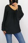 PULL MANCHES PLISSEES 0519 NOIR