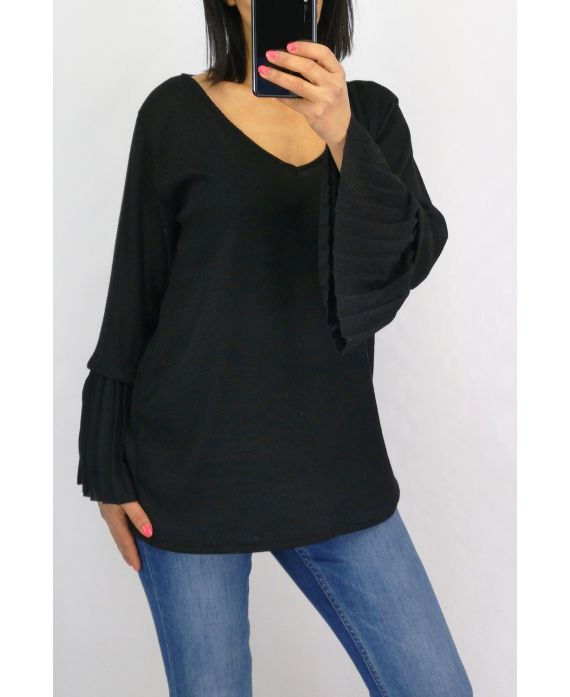 MAGLIONE MANICHE PLISSEES 0519 NERO