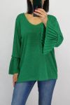 PULL MANCHES PLISSEES 0519 VERT