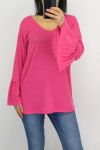 MAGLIONE MANICHE PLISSEES 0519 FUCSIA