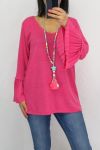 MAGLIONE MANICHE PLISSEES 0519 FUCSIA