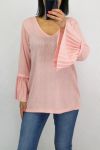 PULL MANCHES PLISSEES 0519 ROSE