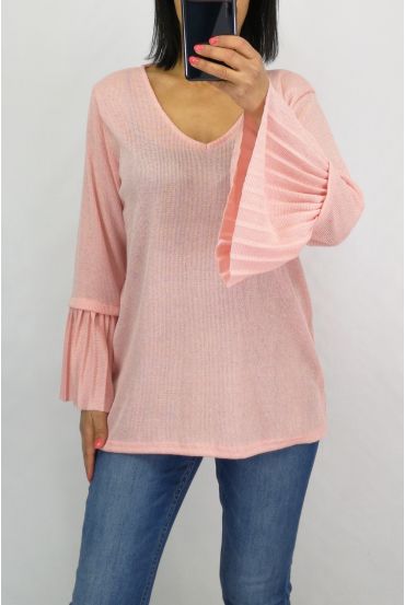 MAGLIONE MANICHE PLISSEES 0519 ROSA