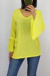 PULL MANCHES PLISSEES 0519 JAUNE