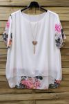 LARGE SIZE TUNIC CLOAKING SUPERPOSEE + NECKLACE 0608 WHITE