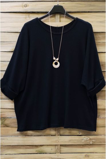 LARGE SIZE TUNIC + NECKLACE 0617 BLACK