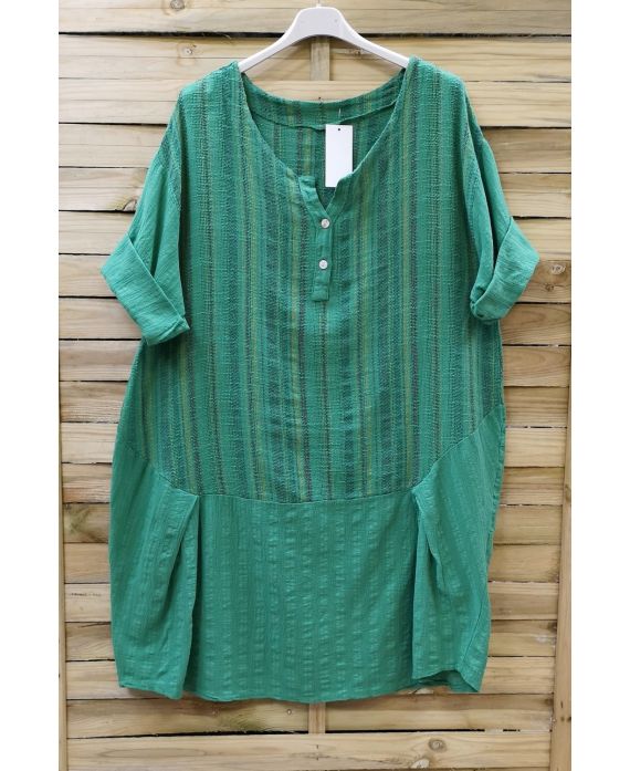 LARGE SIZE TUNIC LONG EFFECT LIN 0625 GREEN