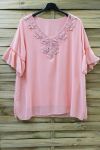 LARGE SIZE TUNIC NECKLINE BRODEE 0615 PINK