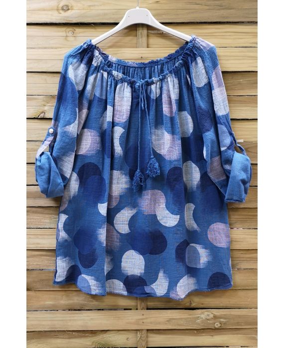 TUNIC COTTON PRINTED 0619 BLUE