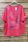 LARGE SIZE TUNIC PRINTED 0622 CORAL