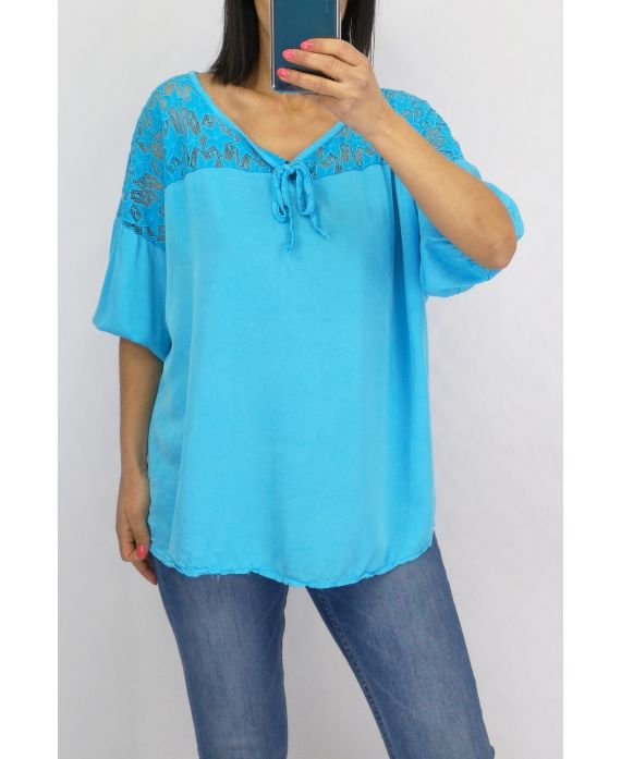 BLOUSE DENTELLE 0633 BLEU