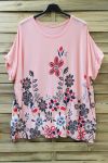 GRANDE TAILLE T-SHIRT IMPRIME 0613 ROSE