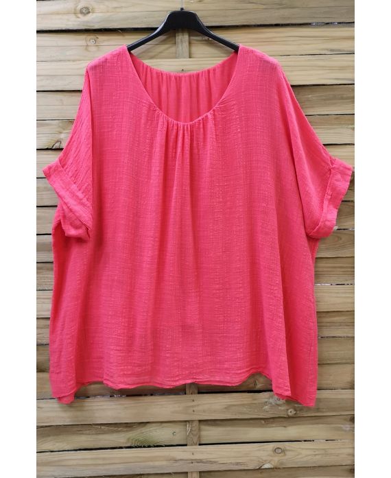 GRANDE TAILLE TOP COTON DOUBLE 0638 CORAIL