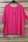 GRANDE TAILLE TOP COTON DOUBLE 0638 FUSHIA