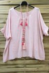 GRANDE TAILLE TOP COTON DOUBLE 0638 ROSE