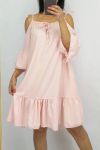 ROBE BRETELLES A NOUER 0643 ROSE