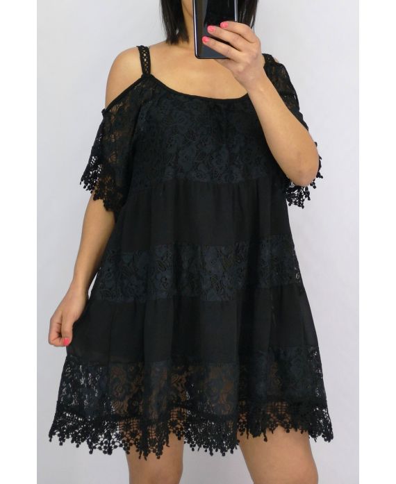 TUNIQUE DENTELLE BOHEMIENNE 0642 NOIR