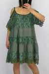 TUNIQUE DENTELLE BOHEMIENNE 0642 VERT MILITAIRE