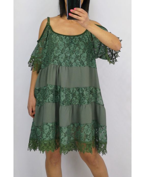 TUNIQUE DENTELLE BOHEMIENNE 0642 VERT MILITAIRE