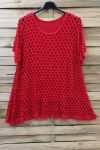 LARGE SIZE TOP AJOURE 2 PICES 0640 RED