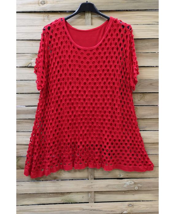 GRANDE TAILLE TOP AJOURE 2 PICES 0640 ROUGE