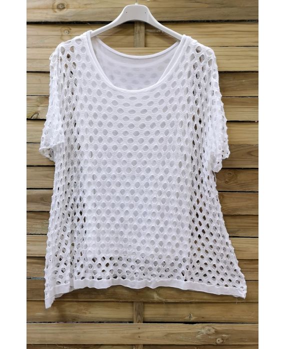 GRANDE TAILLE TOP AJOURE 2 PICES 0640 BLANC