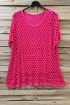 GRANDE TAILLE TOP AJOURE 2 PICES 0640 FUSHIA