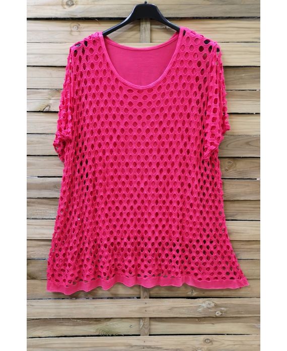 GRANDE TAILLE TOP AJOURE 2 PICES 0640 FUSHIA