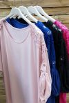 LARGE SIZE TUNIC SHOULDER LACE 0649 FUSHIA