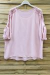 LARGE SIZE TUNIC SHOULDER LACE 0649 PINK