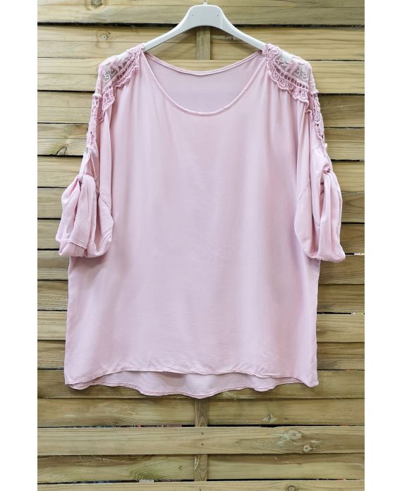 LARGE SIZE TUNIC SHOULDER LACE 0649 PINK