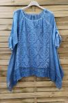 GROOT FORMAAT TUNIEK TOP LACE 0660 BLAUW