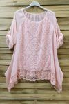 GROOT FORMAAT TUNIEK TOP LACE 0660 ROZE