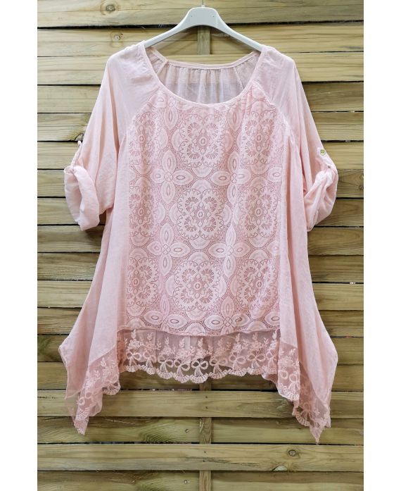 LARGE SIZE TUNIC TOP LACE 0660 PINK