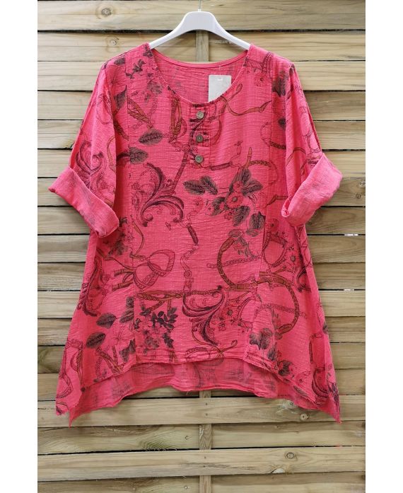 TUNIC LOOSE-FITTING PRINTED 0657 CORAL