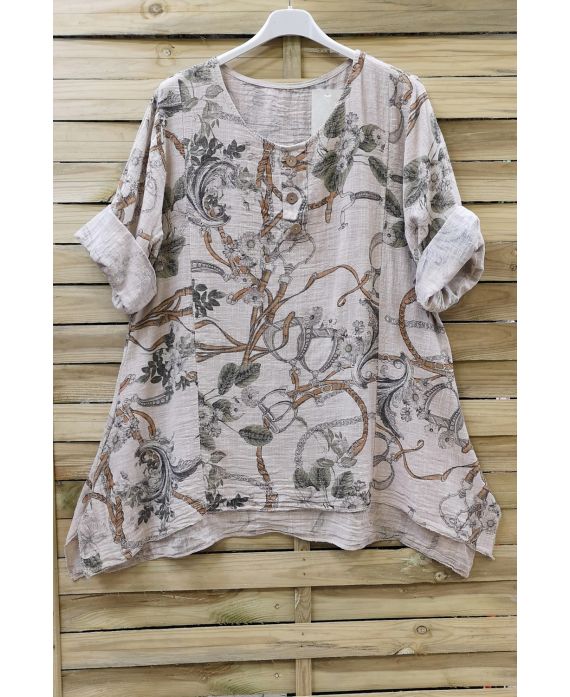 TUNIC LOOSE-FITTING PRINTED 0657 BEIGE