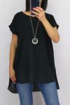 TUNIQUE BI-MATIERE + COLLIER 0651 NOIR