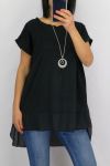 TUNIC BI-MATTER + NECKLACE 0651 BLACK