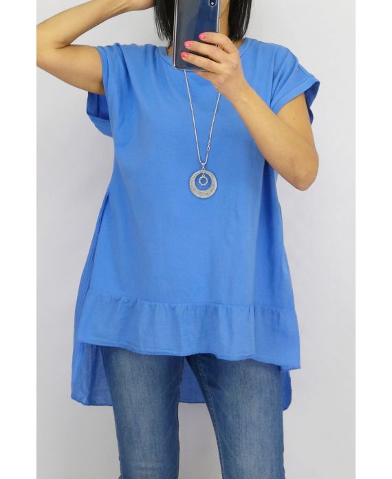 TUNIC BI-MATTER + NECKLACE 0651 BLUE