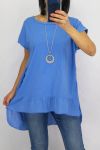 TUNIC BI-MATTER + NECKLACE 0651 BLUE