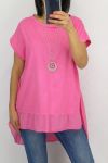 TUNIEK BI-MATERIE + KETTING 0651 FUSHIA